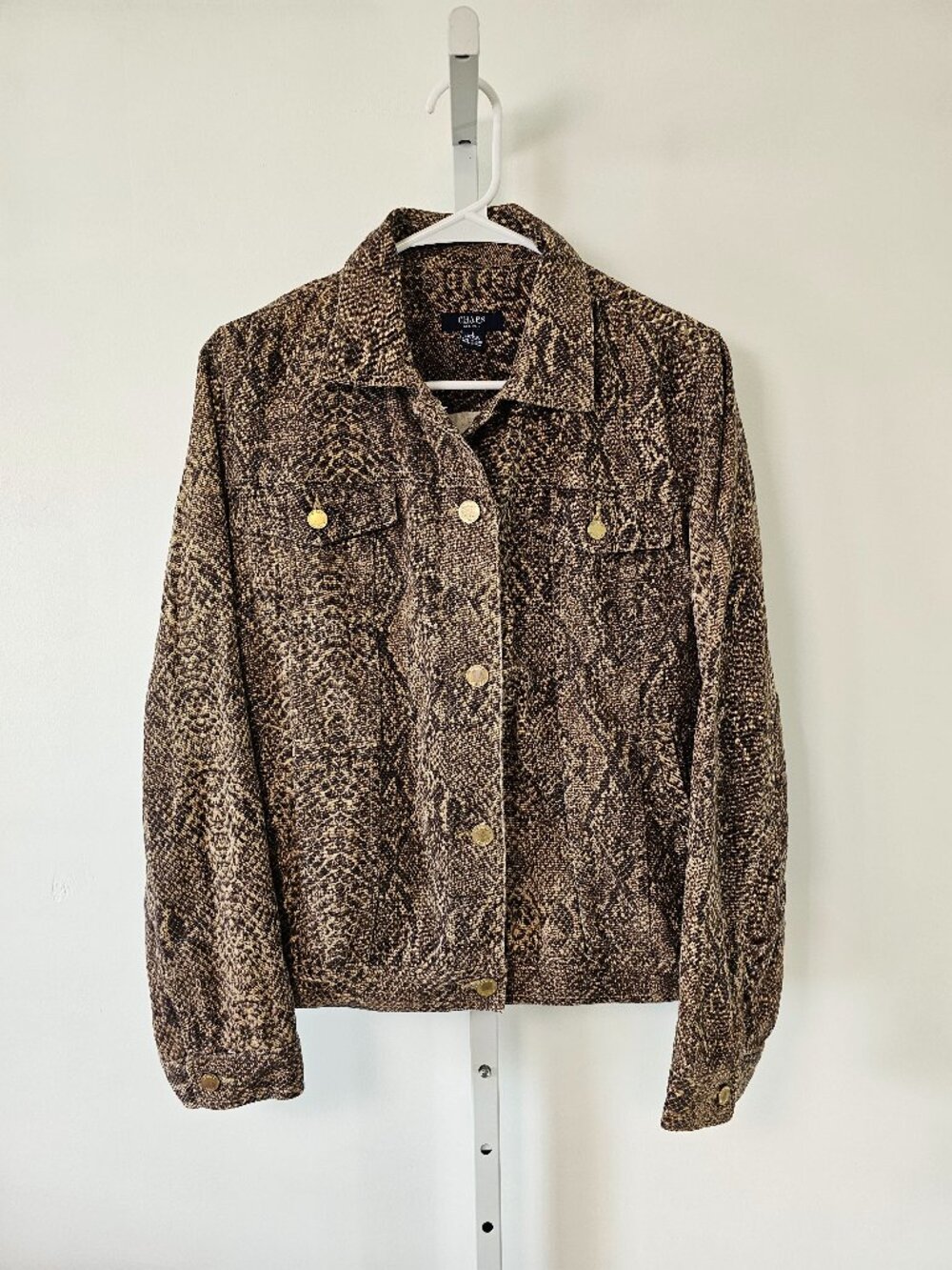 Chaps Jacket Denim Snakeskin Brown Grunge Punk L